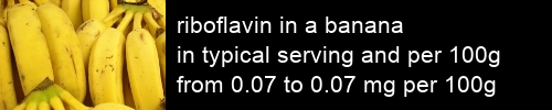 riboflavin in a banana information and values per serving and 100g